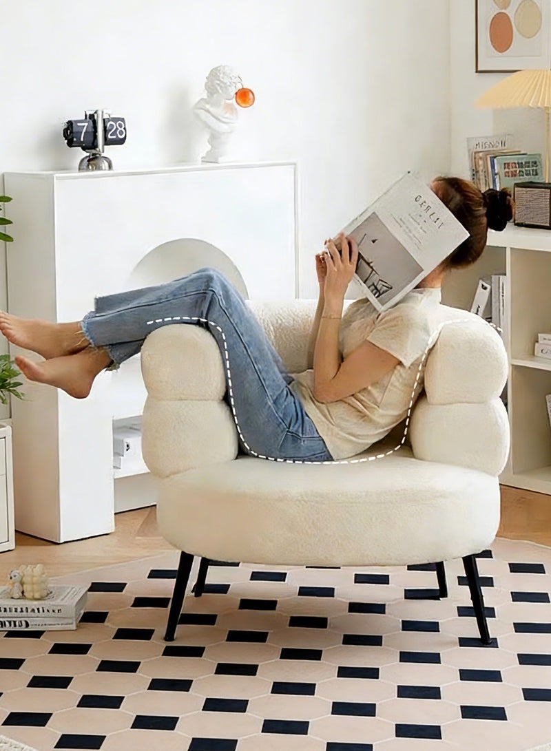 Jourvent Bouclé Fabric Vanity Chair- A stylish and modern dressing chair with a padded, soft seat and wide, sturdy legs, in white. (Extra Large) - Image 3